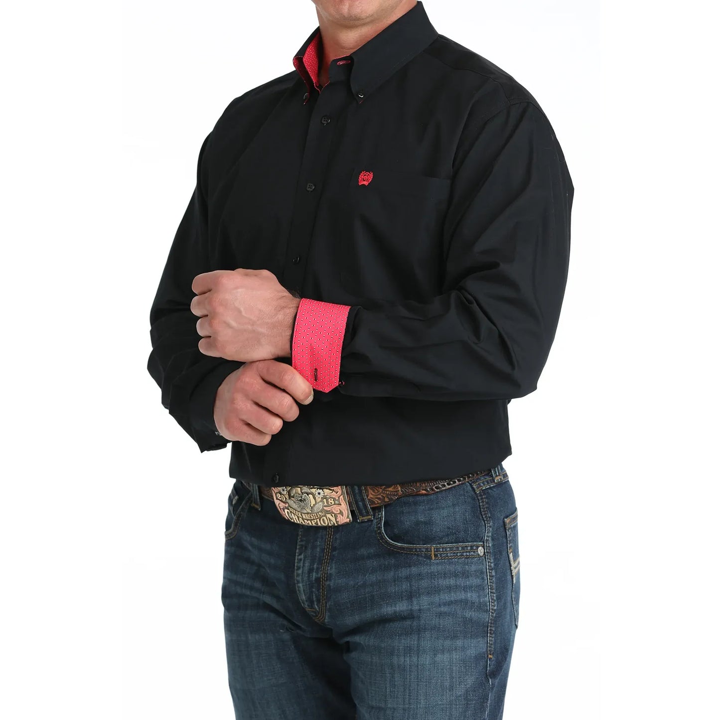 Cinch Men’s Button Down Western Shirt, Black, Long Sleeve, MTW1106042