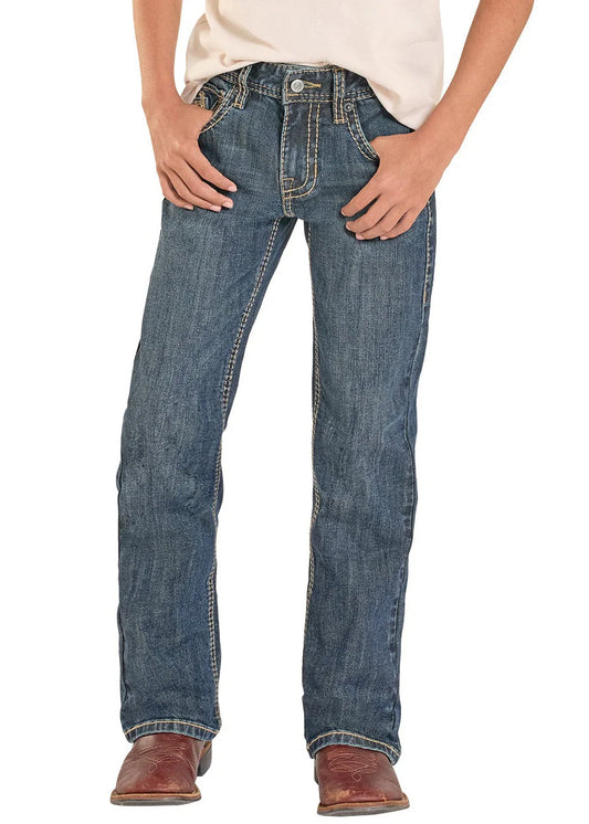 ROCK & ROLL Boy’s Jean - BB GUN, Regular Fit, BOOTCUT, Stitched Pocket, Dark Vintage BB0BD08623