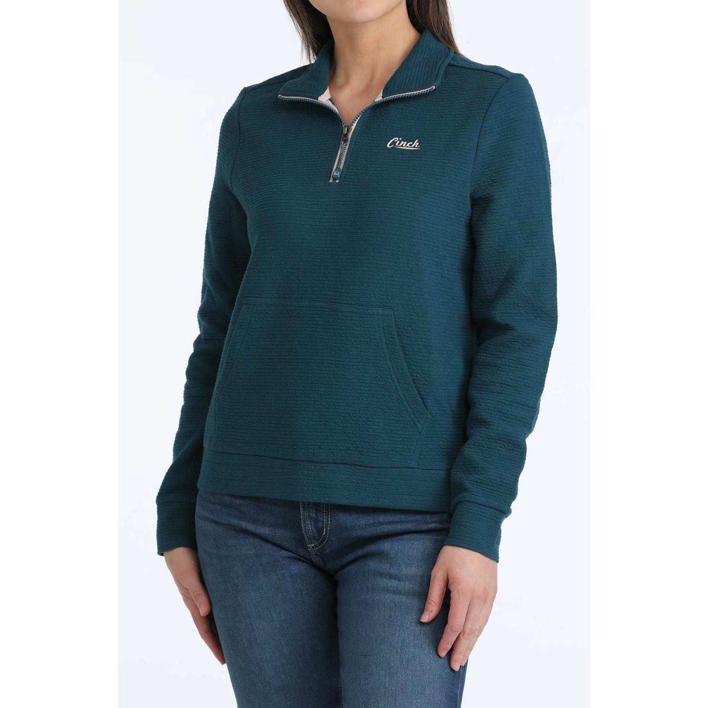 Cinch Ladies Outerwear Quarter Zip, Teal MAK9924001