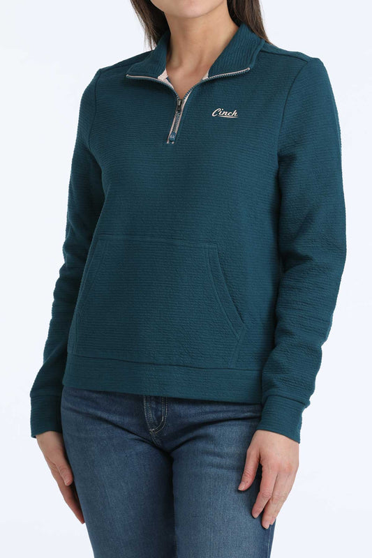 Cinch Ladies Outerwear Quarter Zip, Teal MAK9924001