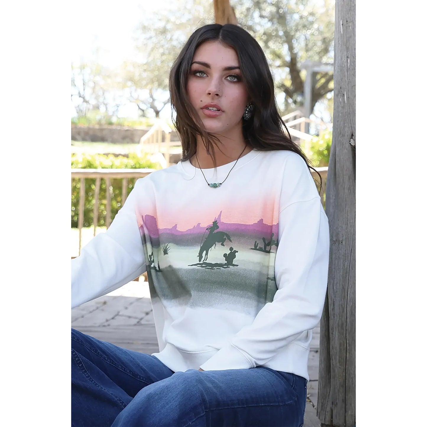 Cruel Denim Ladies Sweatshirt, Cream - CWK7502002