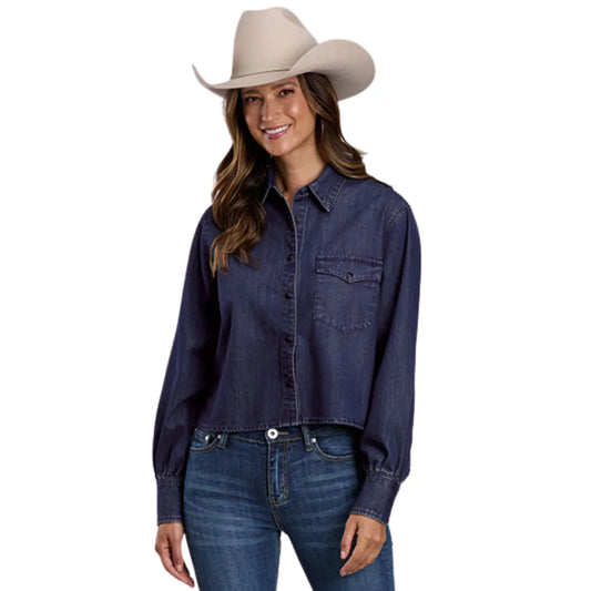 Stetson Ladies Crop Shirt,  Denim 11-050-0594-3009