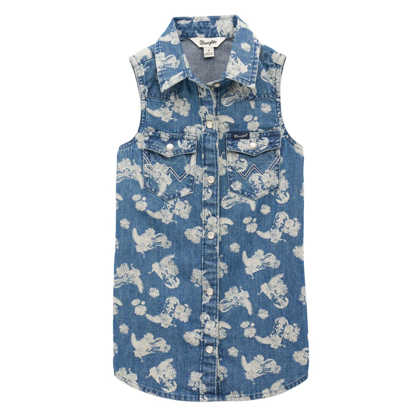 Wrangler Girls Denim Tank- Light Denim - 112379386