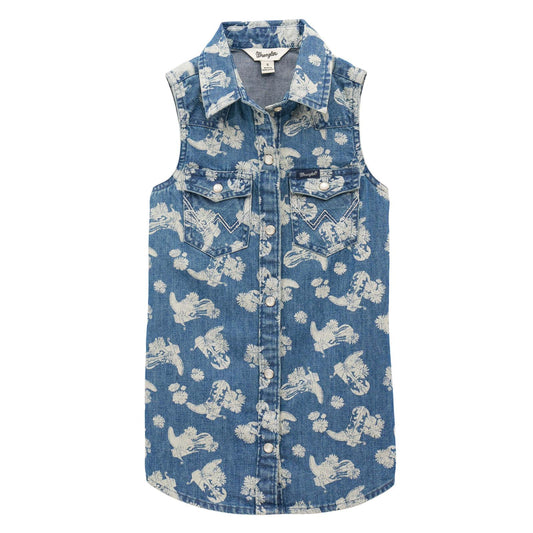 Wrangler Girls Denim Tank- Light Denim - 112379386