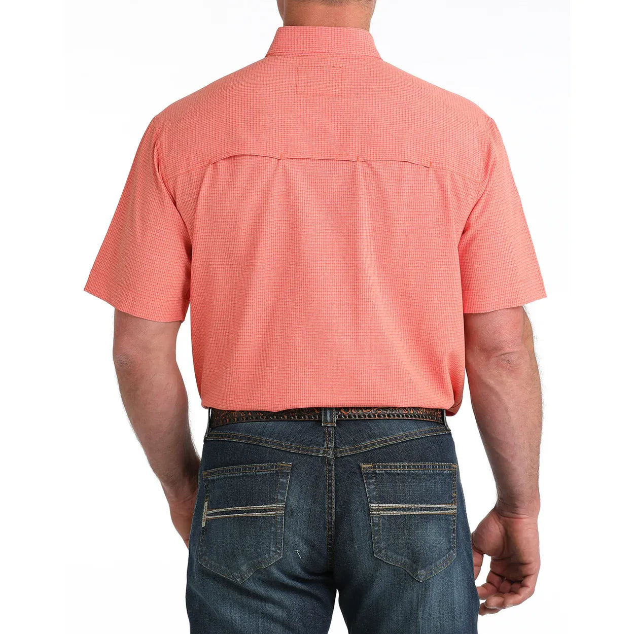 Cinch Men’s Arenaflex Shirt, Short Sleeve- Button Front, Orange MTW1725003