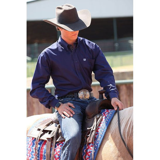 Cinch Men’s Button Down Western Shirt, Navy, Long Sleeve, MTW1106074