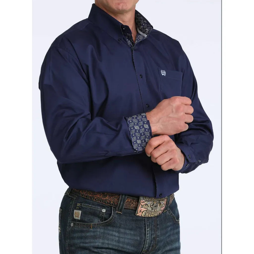 Cinch Men’s Button Down Western Shirt, Navy, Long Sleeve, MTW1106074