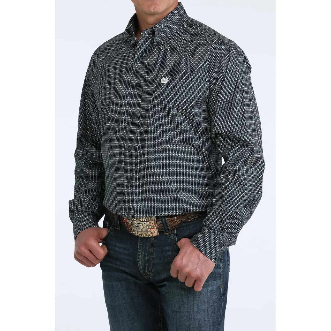Cinch Men’s Button Down Western Shirt, Blue, Long Sleeve, MTW1106079