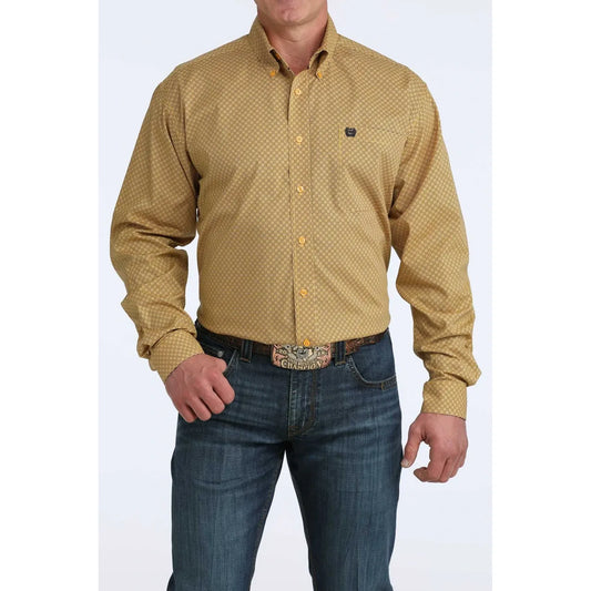 Cinch Men’s Button Down Western Shirt, Gold, Long Sleeve, MTW1106071