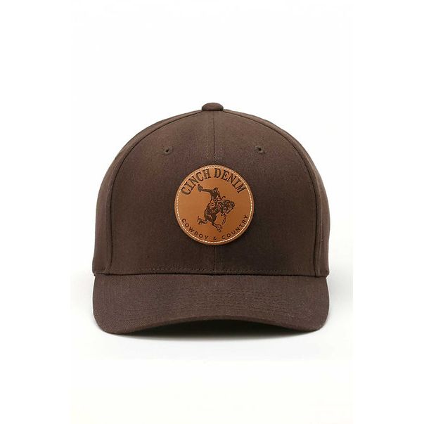 Cinch - Men’s Ball Cap - Flex Fit -Brown w/ debossed faux leather MCC0627783