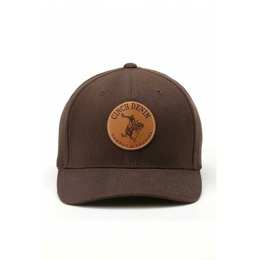 Cinch - Men’s Ball Cap - Flex Fit -Brown w/ debossed faux leather MCC0627783