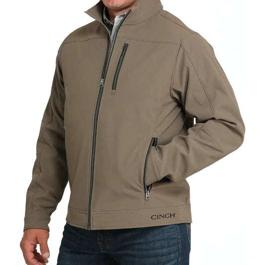 Cinch Men’s Jacket - Soft Shell Bonded, Brown, Textured Print MWJ1539005