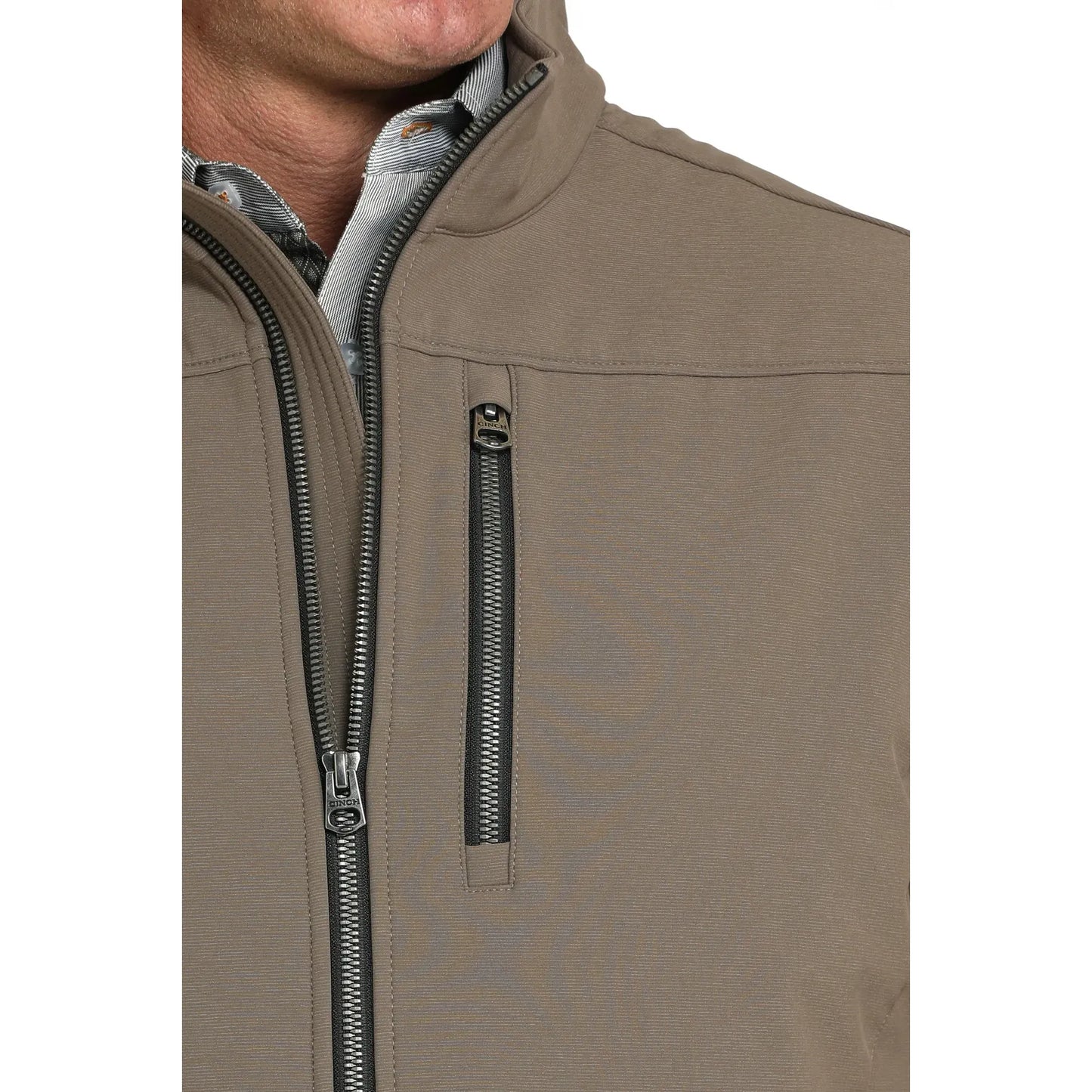 Cinch Men’s Jacket - Soft Shell Bonded, Brown, Textured Print MWJ1539005
