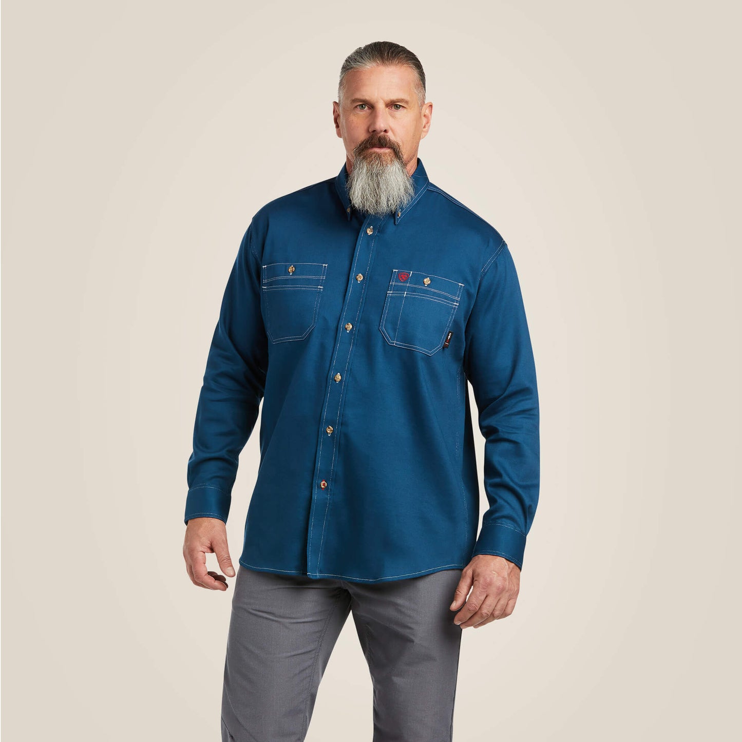Ariat Mens Navy Fire Resistant, FR, Button Down Shirt | 10025428