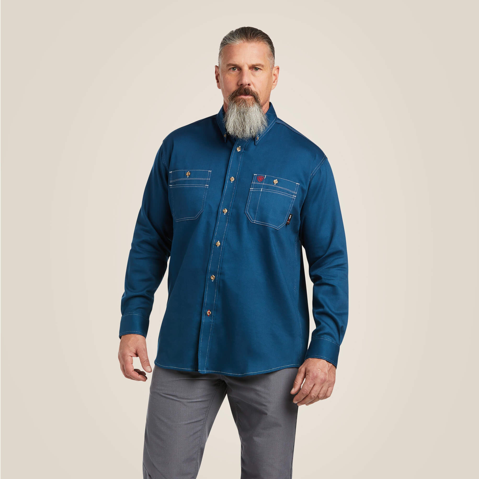 Ariat Mens Navy Fire Resistant, FR, Button Down Shirt | 10025428