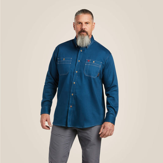 Ariat Mens Navy Fire Resistant, FR, Button Down Shirt | 10025428