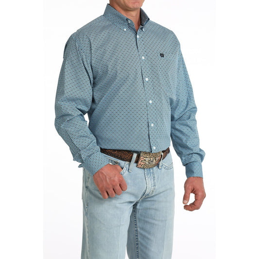 Cinch Men’s Button Down Western Shirt, Blue, Long Sleeve, MTW1106084