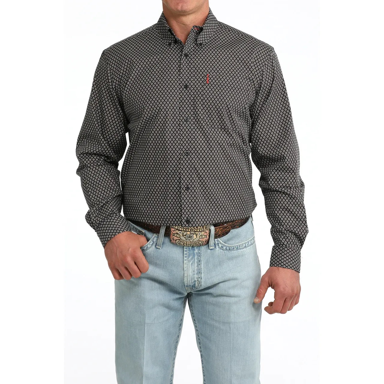 Cinch Men’s Button Down Western Shirt, Navy, Long Sleeve, MTW1347158