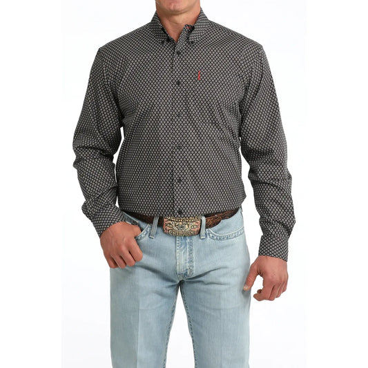 Cinch Men’s Button Down Western Shirt, Navy, Long Sleeve, MTW1347158