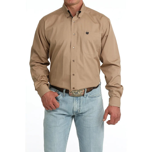 Cinch Men’s Button Down Western Shirt, Khaki, Long Sleeve, MTW1106090