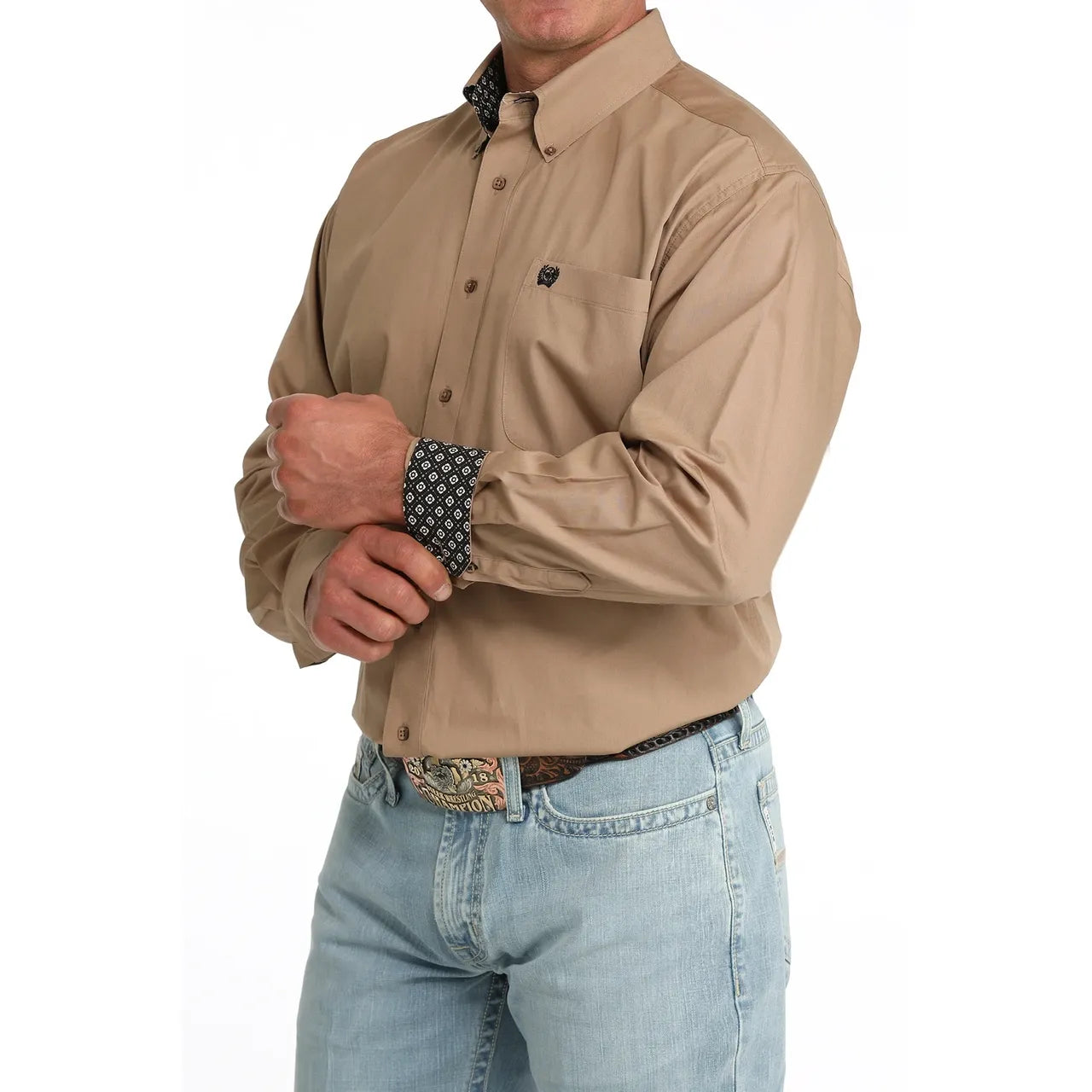 Cinch Men’s Button Down Western Shirt, Khaki, Long Sleeve, MTW1106090
