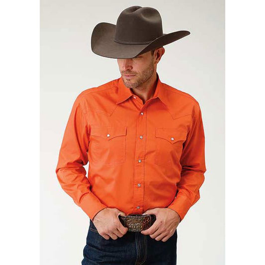 Roper Men’s Snap Shirt, Poplin, Orange 03-01-265-1205