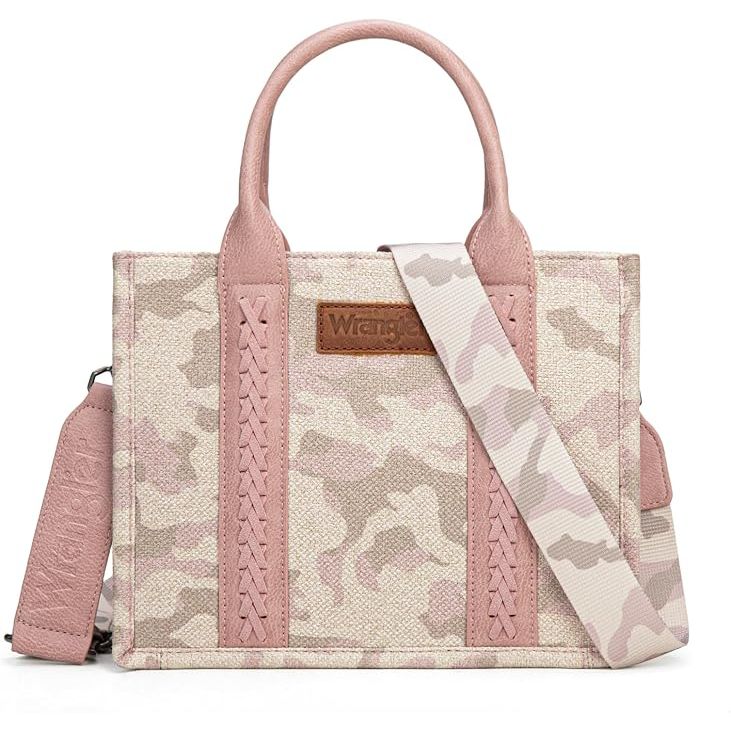 Wrangler Camo Print Small Canvas Tote/Crossbody - Pink WG286-8120S