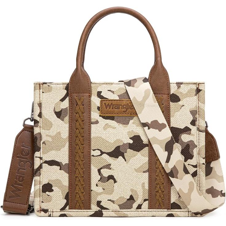 Wrangler Camo Print Small Canvas Tote/Crossbody - Pink WG286-8120S