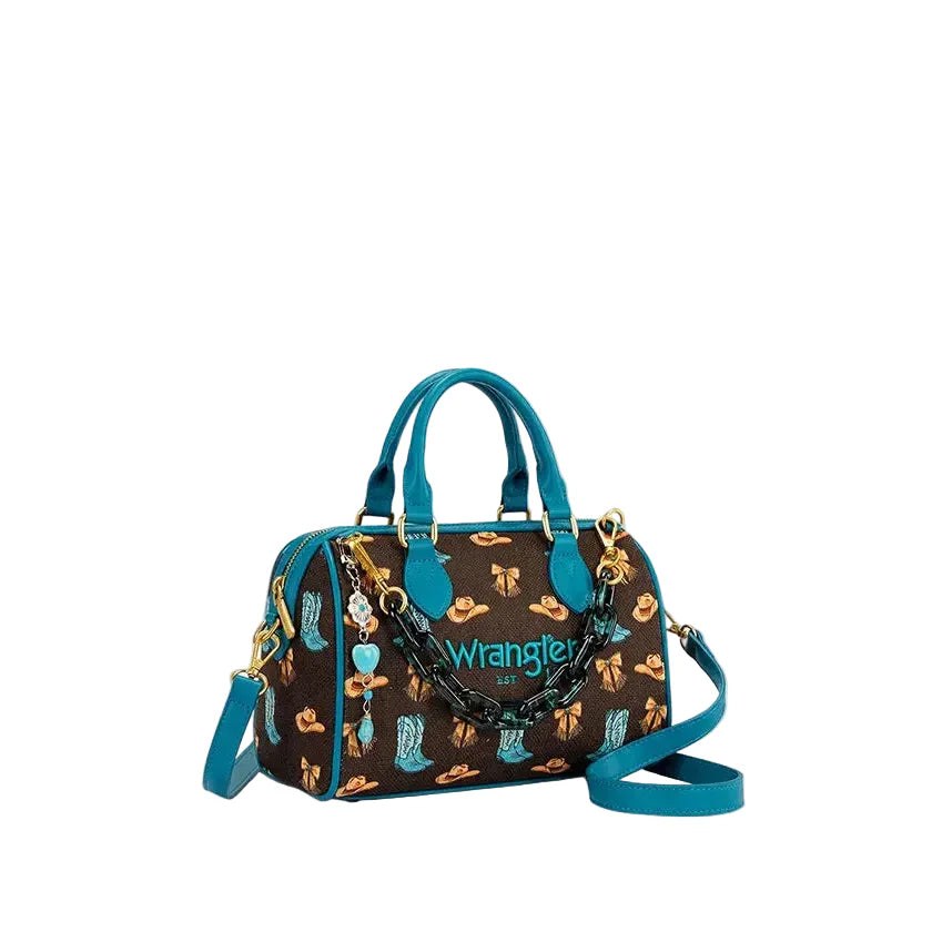 WRANGLER Purse, Canvas, Cowboy Boot Print WG524-5110