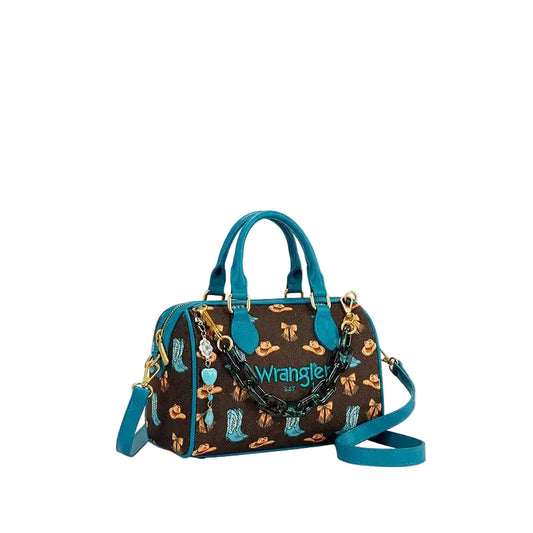 WRANGLER Purse, Canvas, Cowboy Boot Print WG524-5110