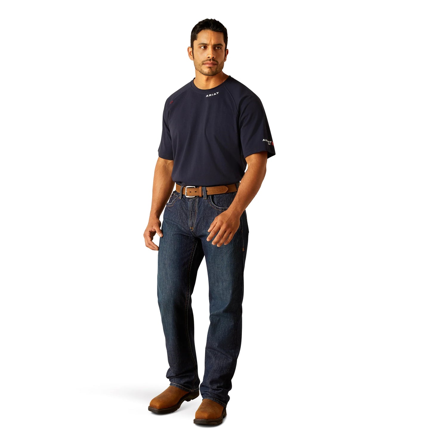Ariat Mens, Fire Resistant, FR Work Crew, Short Sleeve Base Layer Shirt, Navy  | 10048853