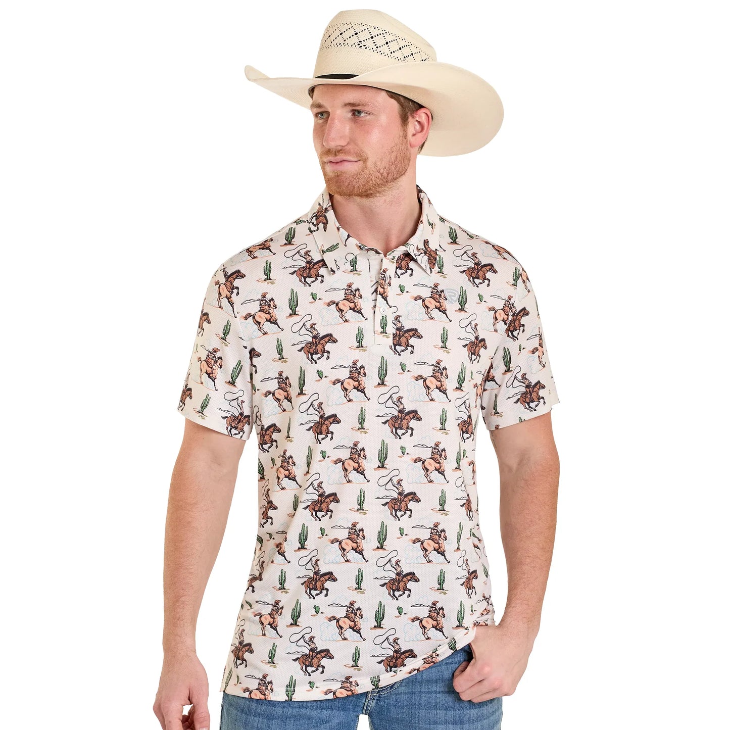 Rock & Roll Men’s Mesh Polo Shirt, Roper, BM51T08356
