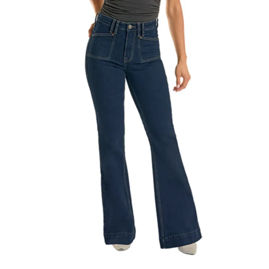 Rock & Roll Denim Trouser Jeans, High Rise, Dark Wash BW5HD09090