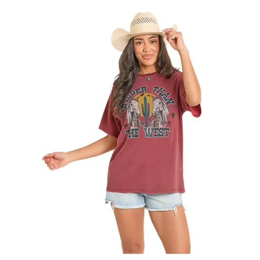 Rock & Roll Oversized, T-Shirt, Wine BW21T08434