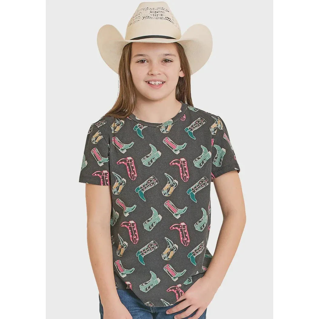 Rock & Roll Girl’s T-Shirt- Graphic Cowboy Boot  BG21T08552