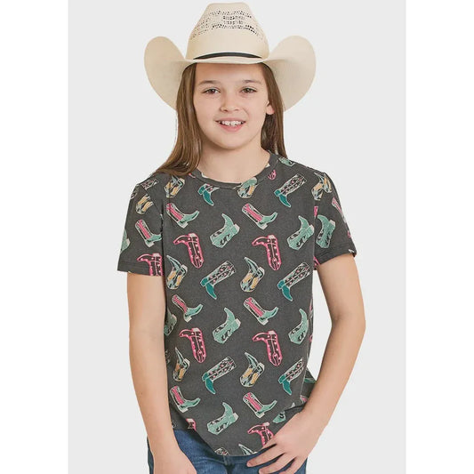 Rock & Roll Girl’s T-Shirt- Graphic Cowboy Boot  BG21T08552
