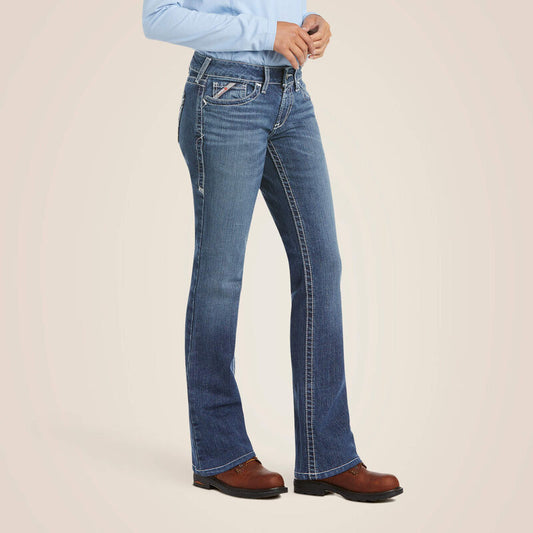 Ariat Ladies FR Flame Resistant Jean, Mid Rise Stretch Entwined Festival Boot Cut 10019544