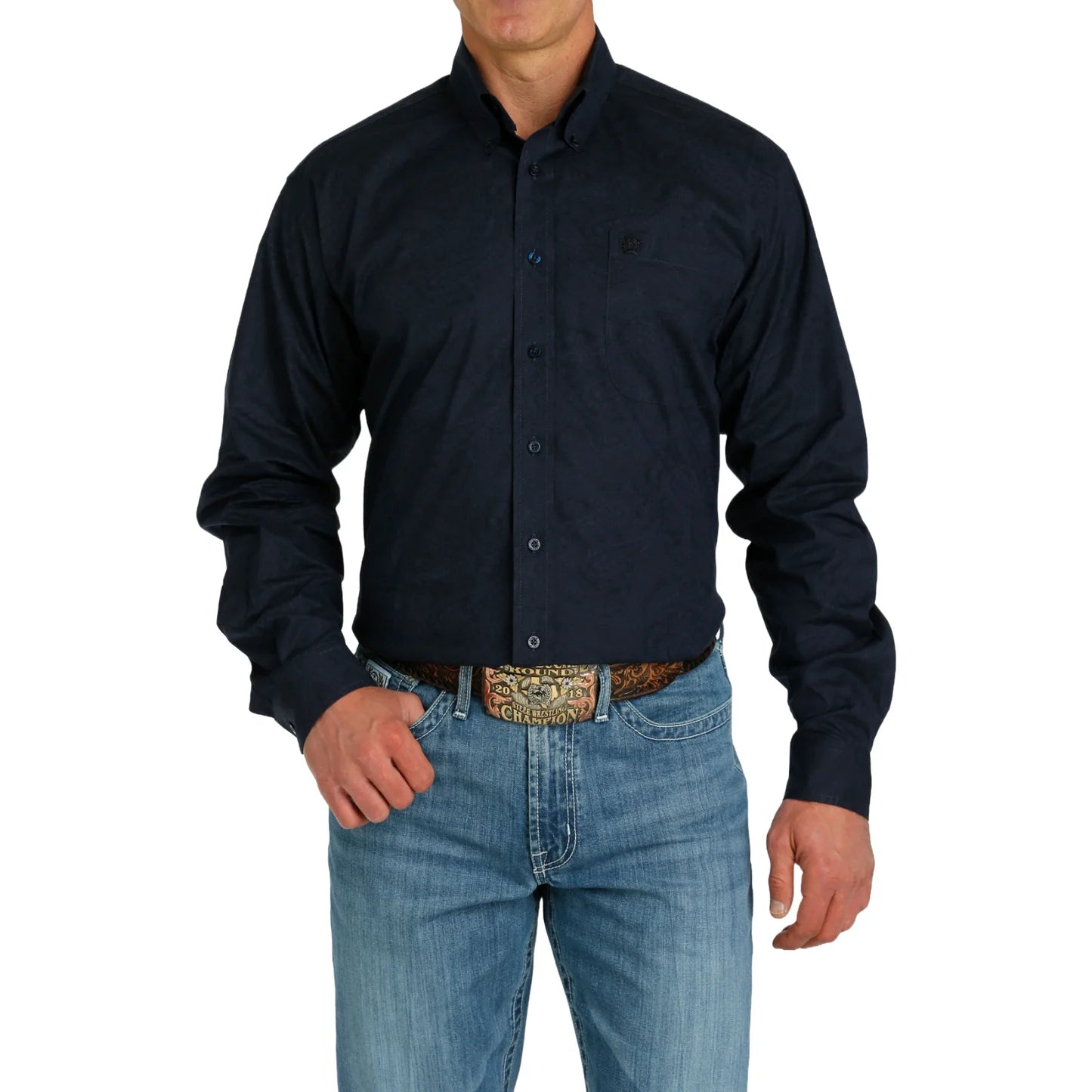 Cinch Men's Navy Paisley Print Long Sleeve