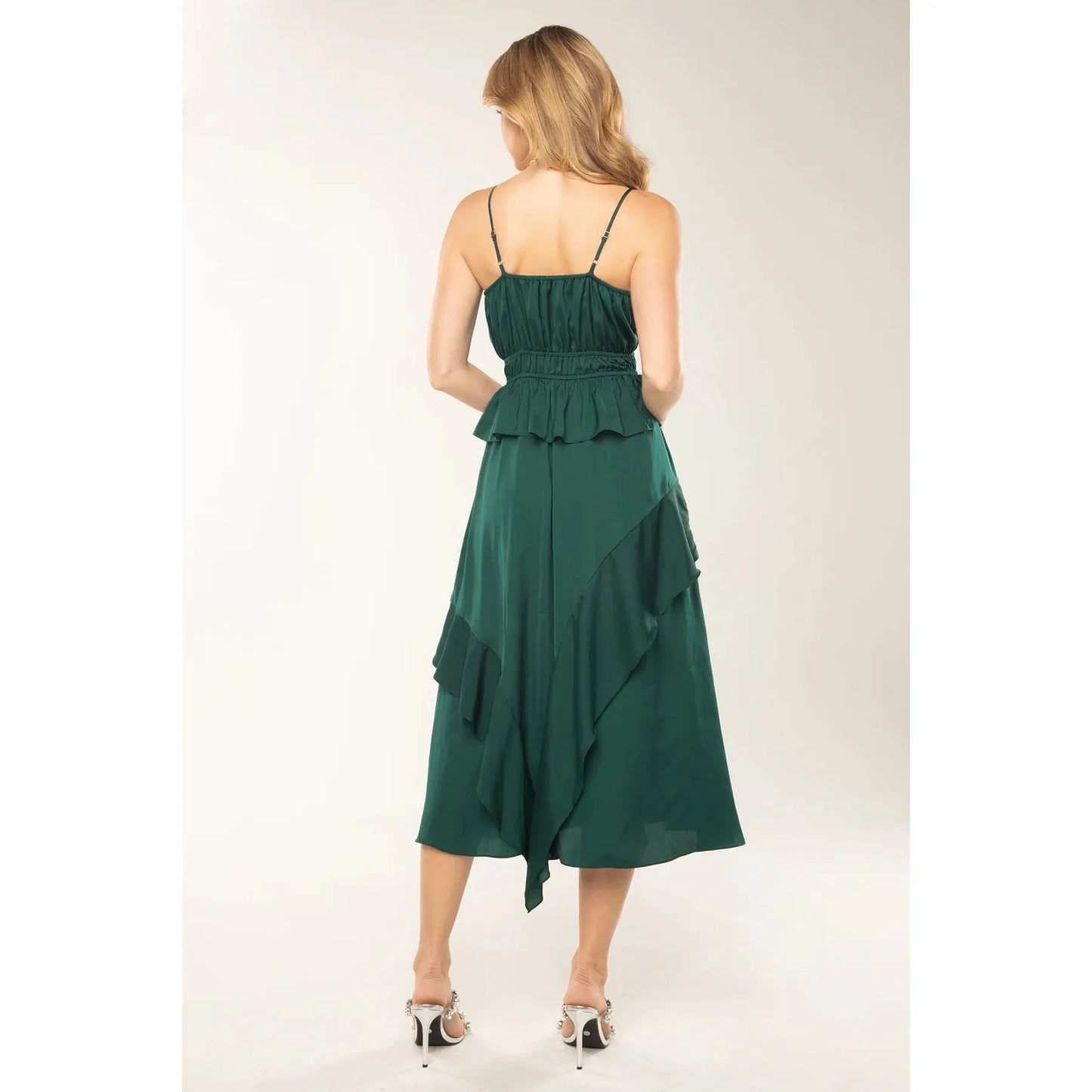 Miss Me Hunter Green Tiered Midi Dress