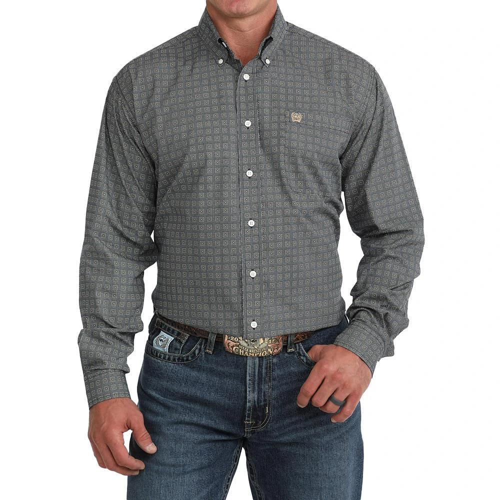 Cinch Men's Navy Geometric, Button Down Shirt MTW1106147