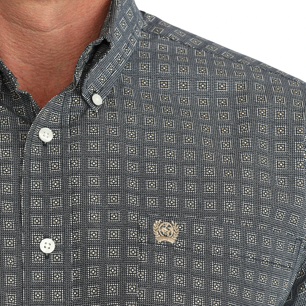 Cinch Men's Navy Geometric, Button Down Shirt MTW1106147