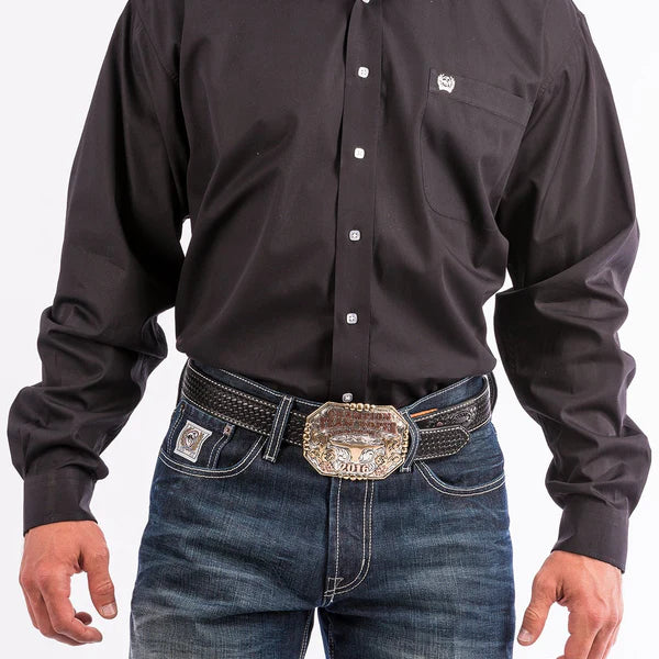 Mens Cinch Black Long Sleeve Button Up