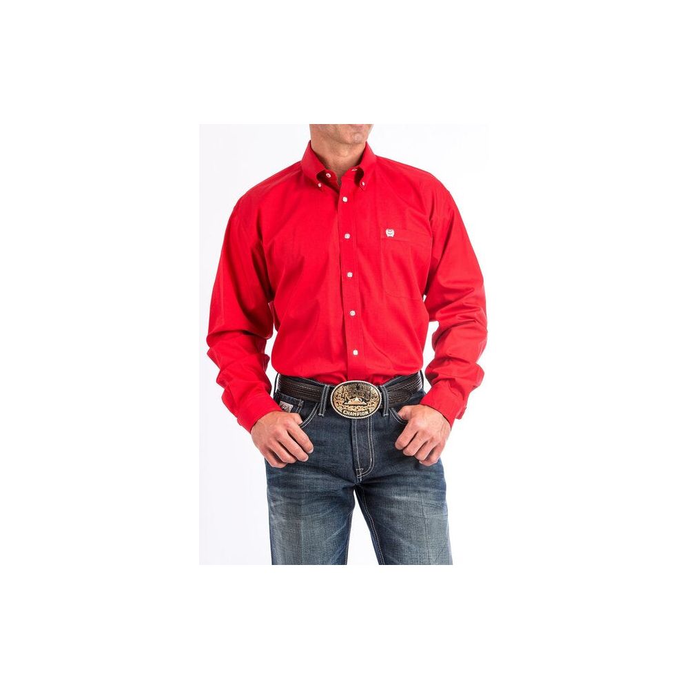 Mens Cinch Red Long Sleeve Button Up