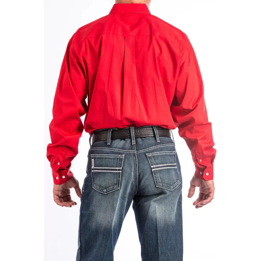 Mens Cinch Red Long Sleeve Button Up