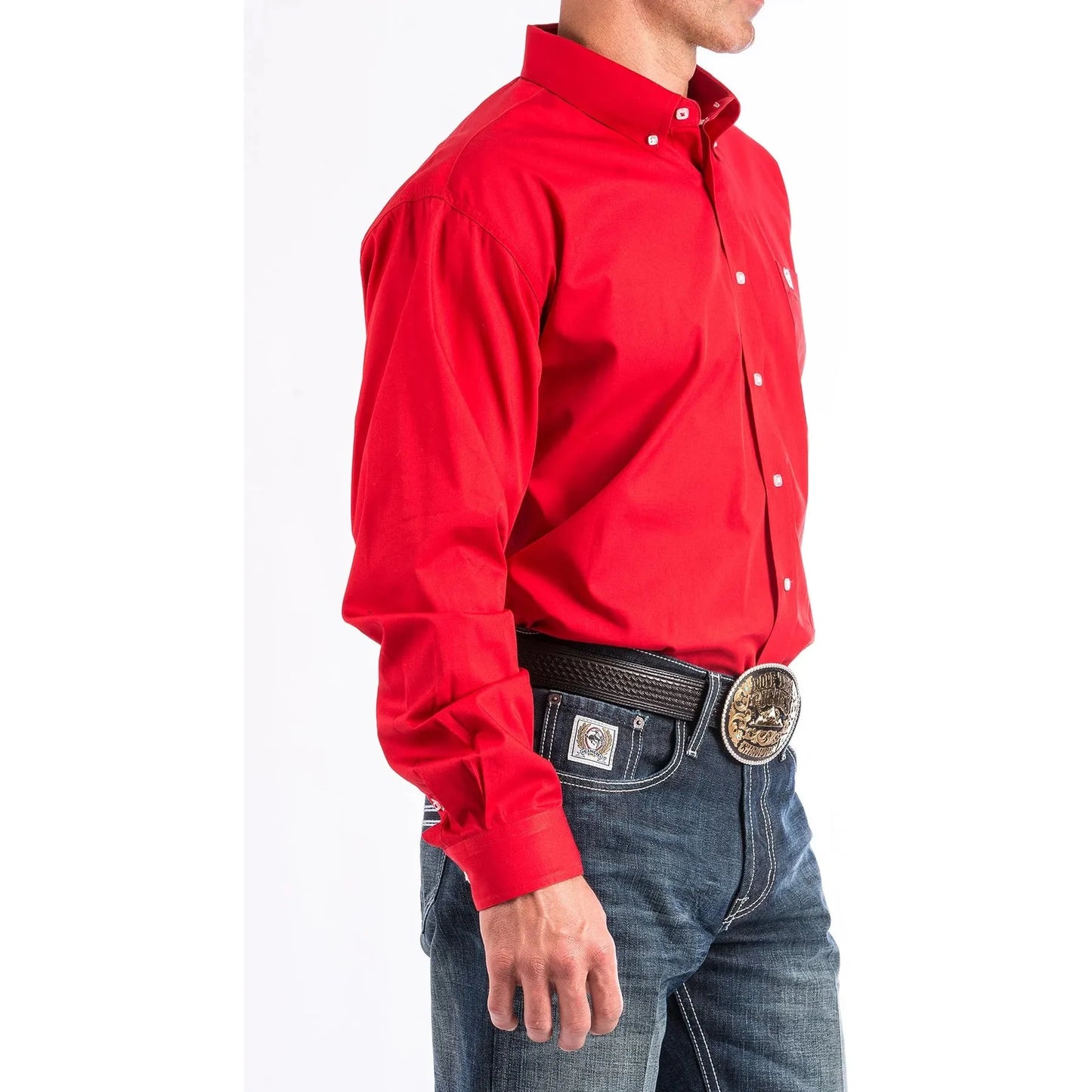 Mens Cinch Red Long Sleeve Button Up