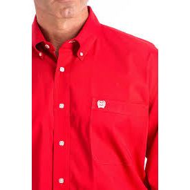 Mens Cinch Red Long Sleeve Button Up