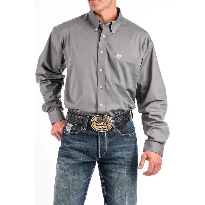 Mens Cinch Grey Long Sleeve Button Up