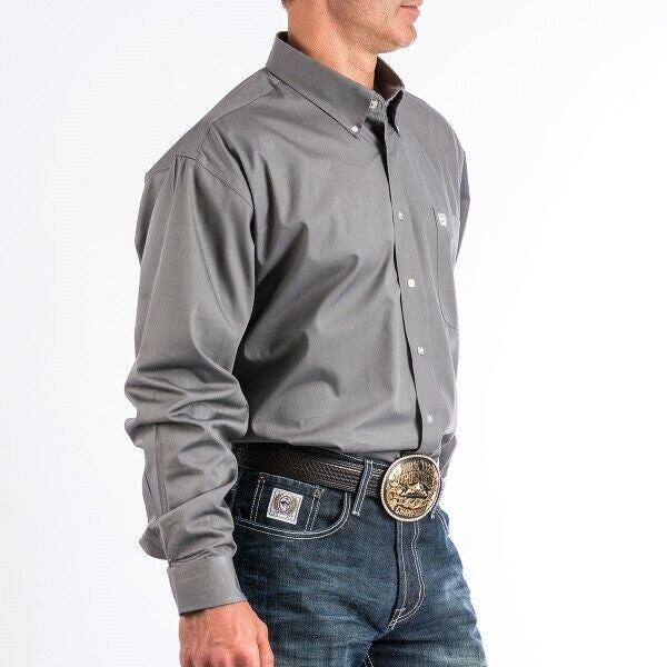 Mens Cinch Grey Long Sleeve Button Up