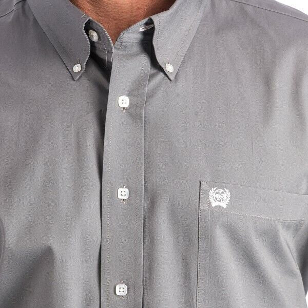 Mens Cinch Grey Long Sleeve Button Up