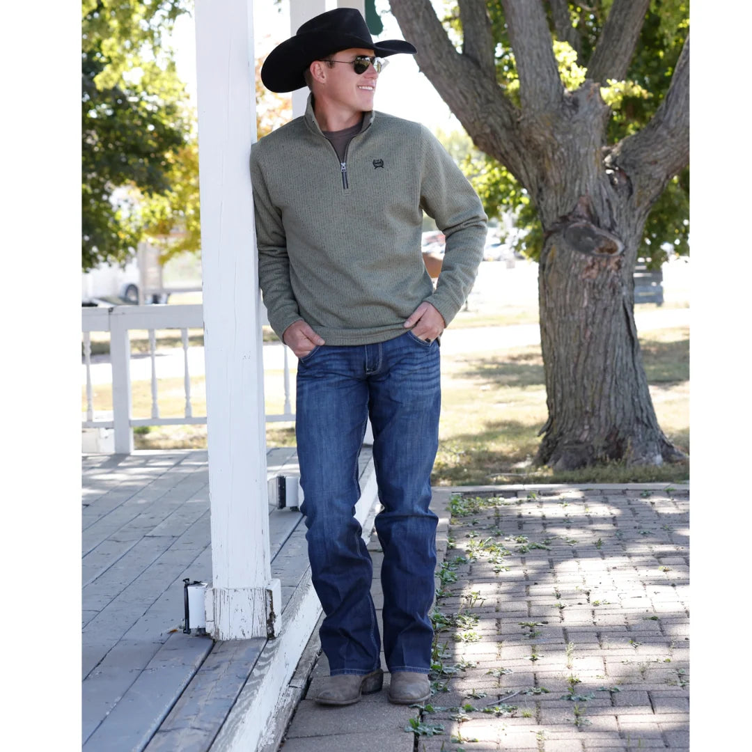 CINCH MEN'S  1/4 Zip Knit PULLOVER, Olive MWK1080021